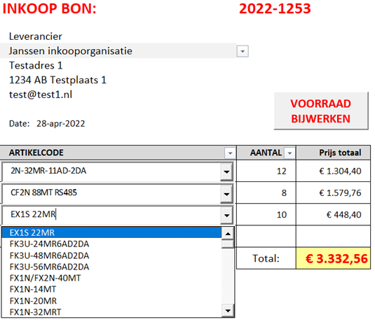 Inkoop in Excel